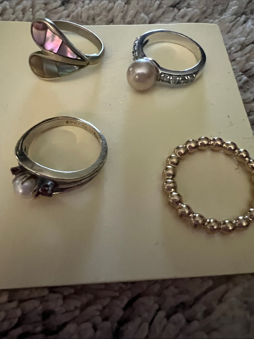 5/$10 item 4 Classic Pearl and Bead Ring Set - Silver and Gold Tones